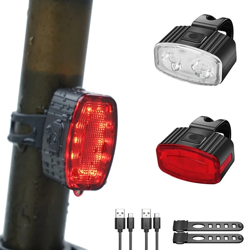 BUCKLOS LED Bicycle Tail Light USB Rechargeable Bike Red Light IPX4 Waterproof Road Mountain Bike Front and Rear Light