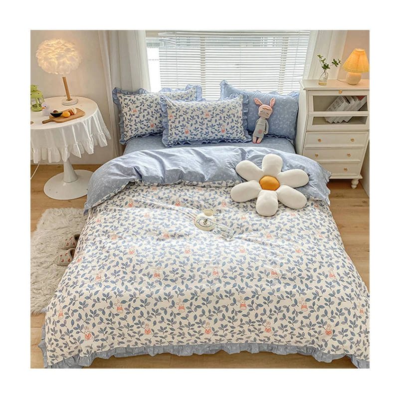 Постельное белье из 100% хлопка с принтом постельное Комплект постельного белья пододеяльником простыни для кровати