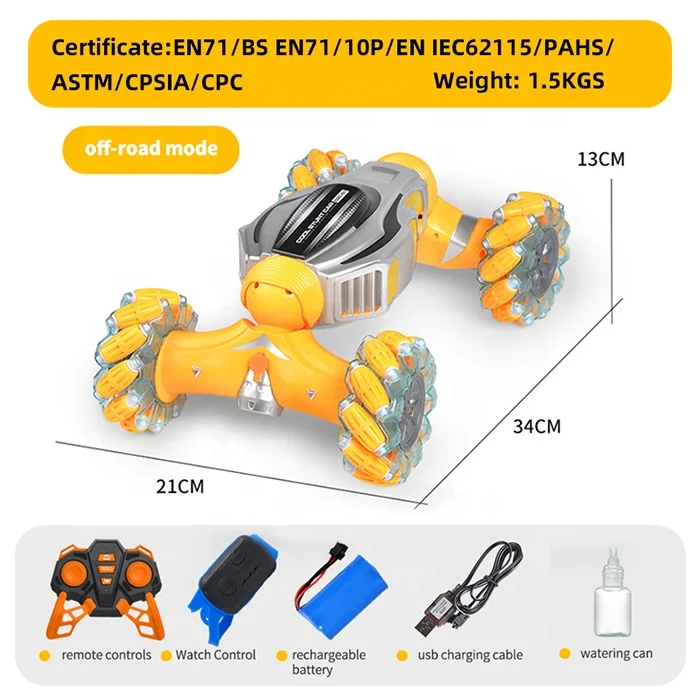 2.4g Dual Gesture Remote Control Kids Rc Toy Rc Off Road Climbing Drift Spray Stunt Car 360 Twist Rc Car With Music And Light