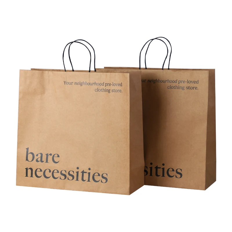 Custom Printed Paper Bags  Luxury White Kraft Paper Gift Bag With  Handles For clothing Shopping Bag With Your Own Logo
