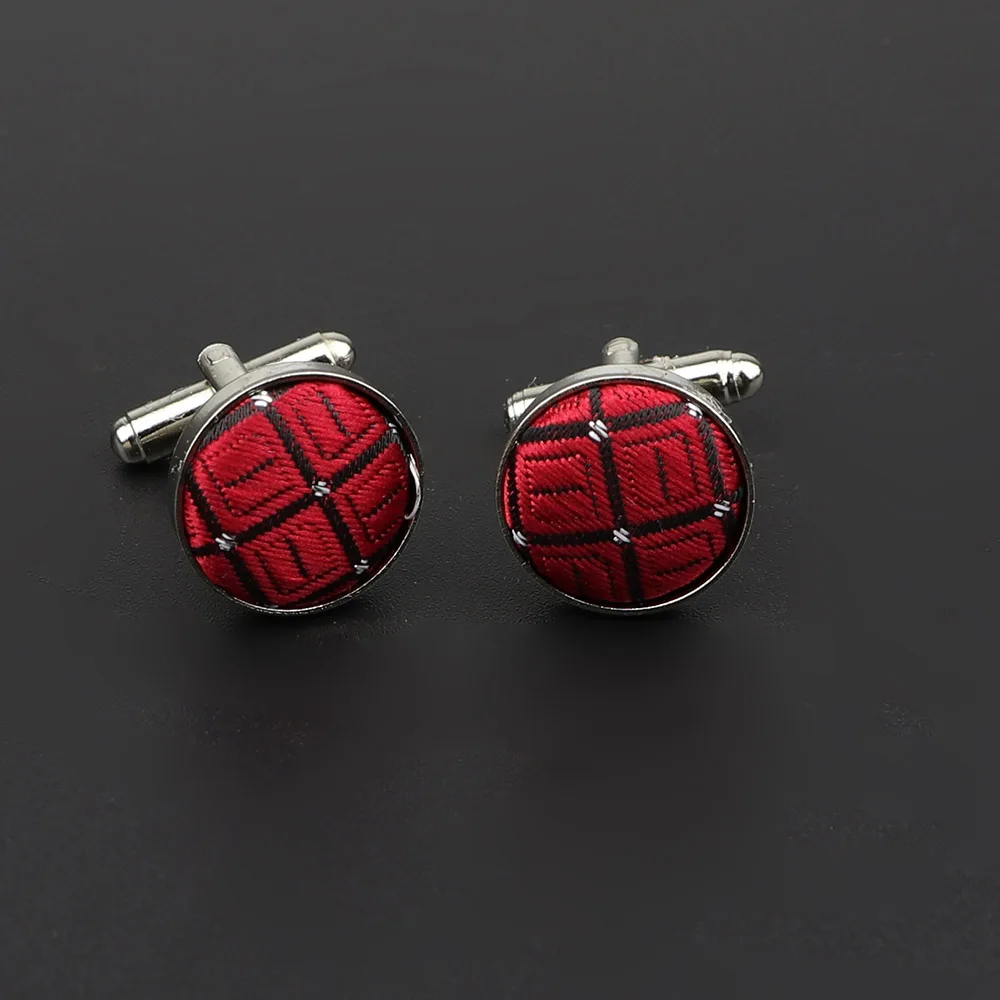 Classic Fashion Dots Solid Polyester Check Design Cufflink For Mens Brand Cuff Buttons Cuff Links High Quality Jewelry