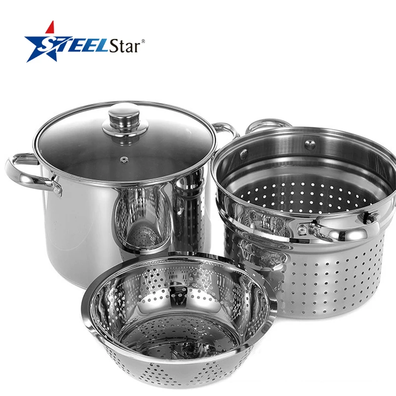 
Italy hot sales 24cm stainless steel 410 material 4 pcs noodle pasta cooking pot 