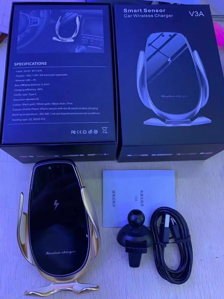 Оригинальное качество Беспроводное Автомобильное зарядное устройство V3 10 Вт быстрая зарядка держателя телефона в автомобиле Быстрое беспроводное автомобильное держатель