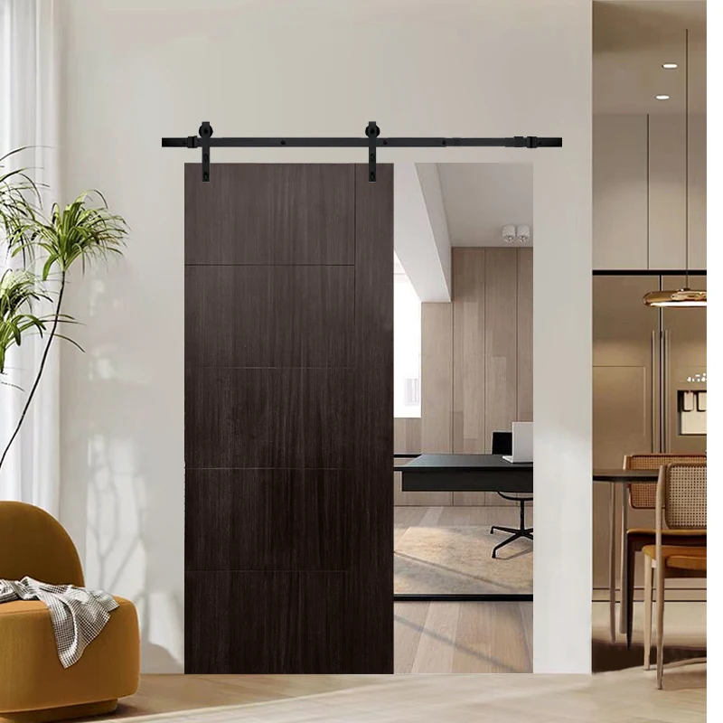 NEW design composite Wood Barn Door latest modern interior sliding door for bathroom bedroom
