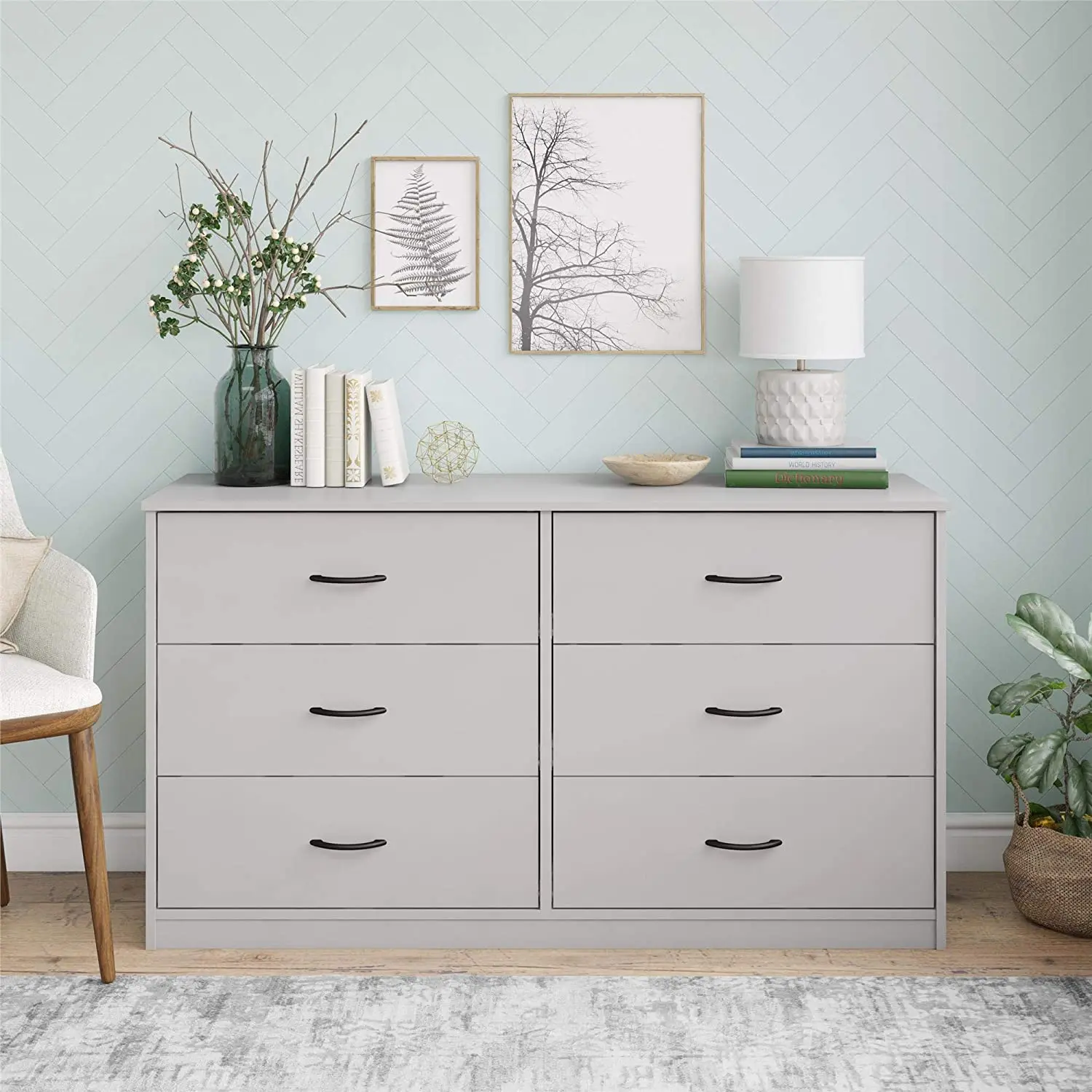 White dresser 6 drawer hot sale wide chest of drawer white dresser
