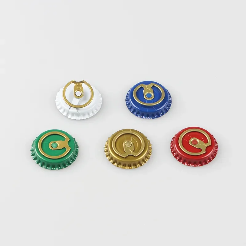 Best-selling Custom Colorful 26mm Side Center Pull Ring Aluminum Crown Cap for the Glass Beer Carbonated Beverage Juice Bottle