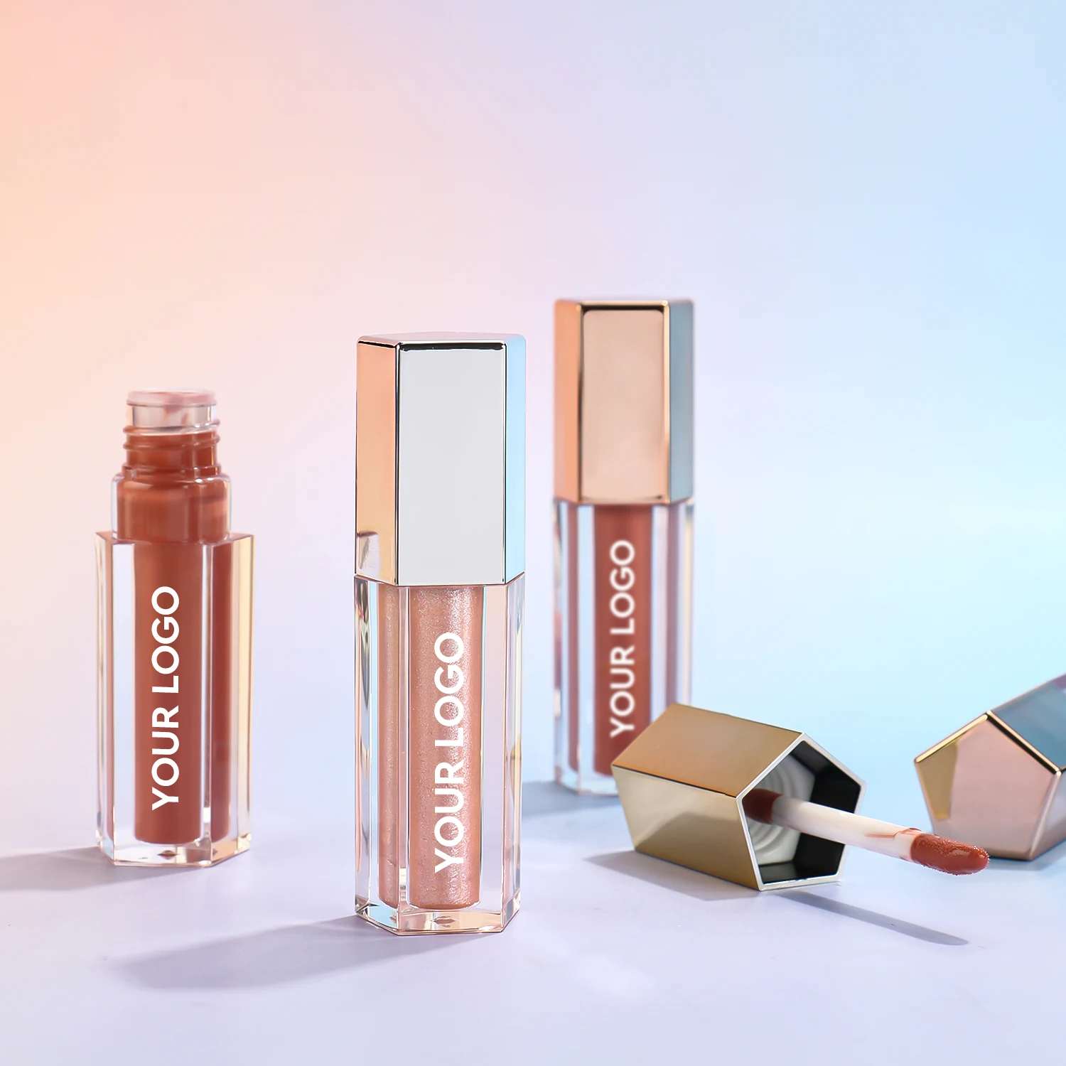 Hexagonal Lip Gloss Private Label Waterproof Lipgloss Vegan Lip Gloss Long Lasting Empty Lip Gloss Tubes