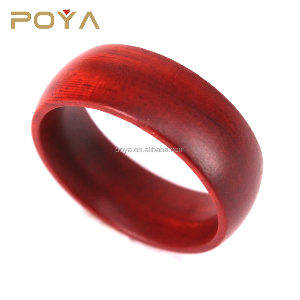 Red Sandalwood Ring,Wood Wedding Band Ring For His and Her,8MM Domed Comfort Fit