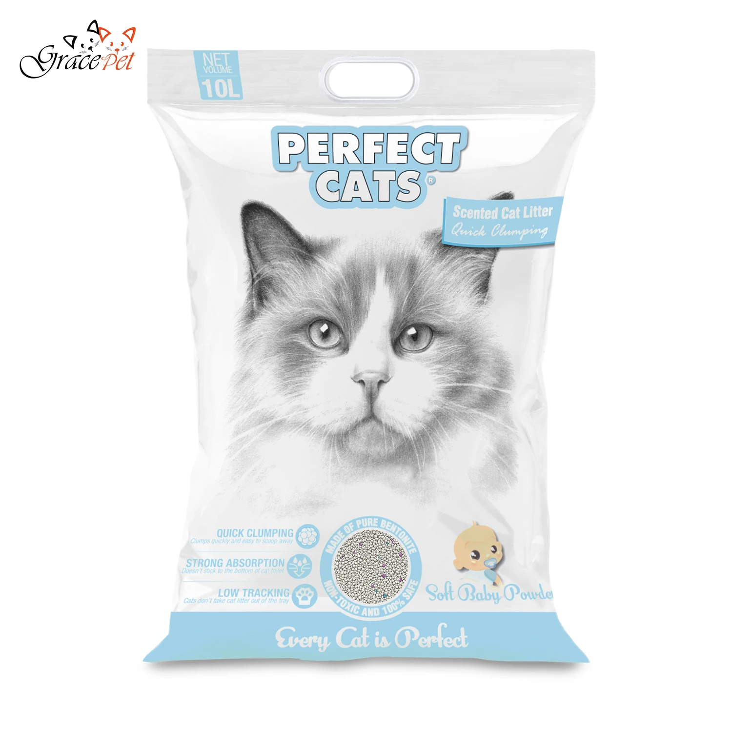 Pet Product Wholesale Hard Clumping Dust Free Sodium Mineral Clay Fast Absorption Cat Sand
