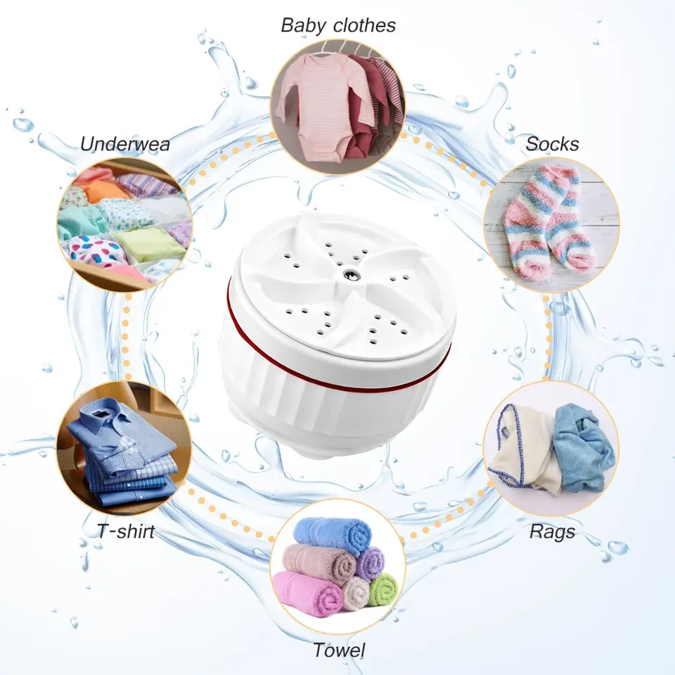 Air Bubble And Rotating Mini Washing Machine Ultrasonic Turbo Washing Machine Laundry Portable Travel Washer For Baby Clothes