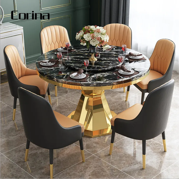 New design Round marble dining table hotel restaurant dining table  drink shop dining tables for store