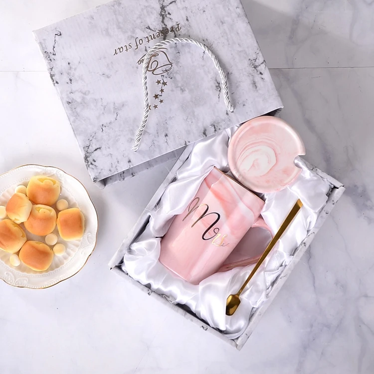 Custom Elegance Light Luxury Mug Set Marble Gift Box Ceramic Coffee Cup