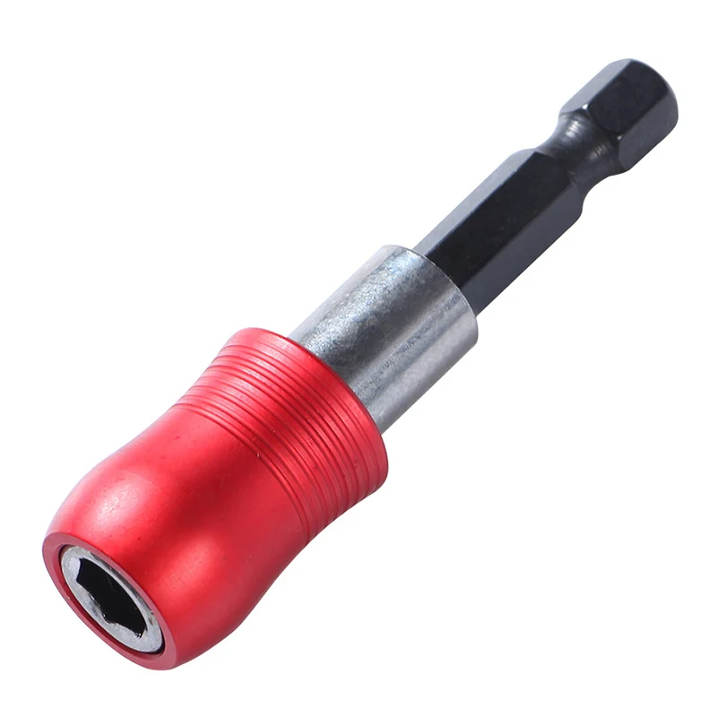 1/4' Hex Shank Quick Red Release Screwdriver Bit Holder Self-locking Magnetic Bit Holder Drill Bit Extension Bar For Power Tool