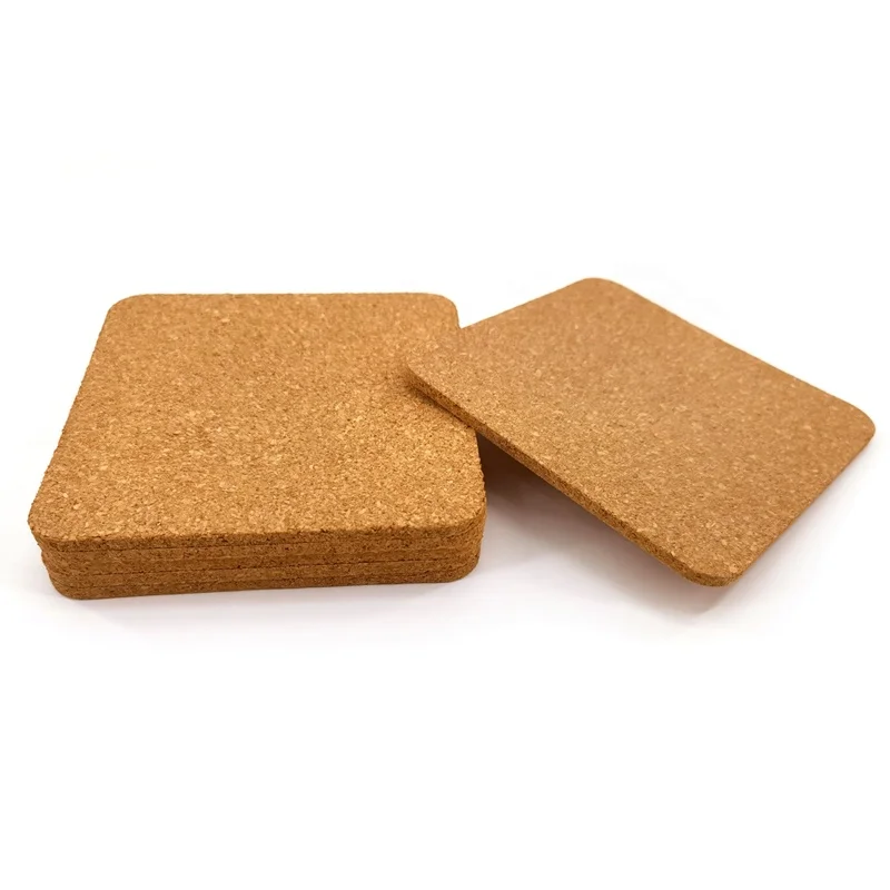 2022 Most Popular Square blank cork coaster 10 x 10 cork coaster square set of 6pcs