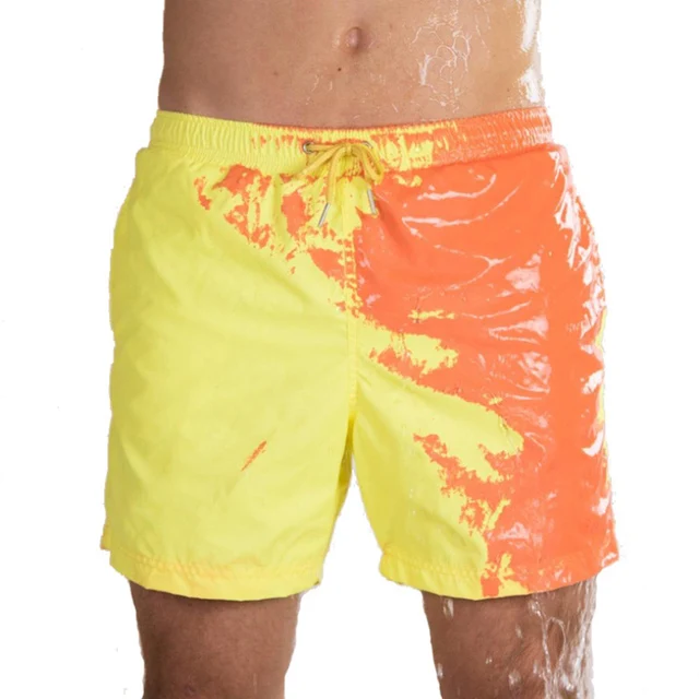 2021 Men Shorts Summer Discoloration Swimming Trunks Magical Change Color Beach Shorts Quick Dry Bathing Shorts Surfing Pants