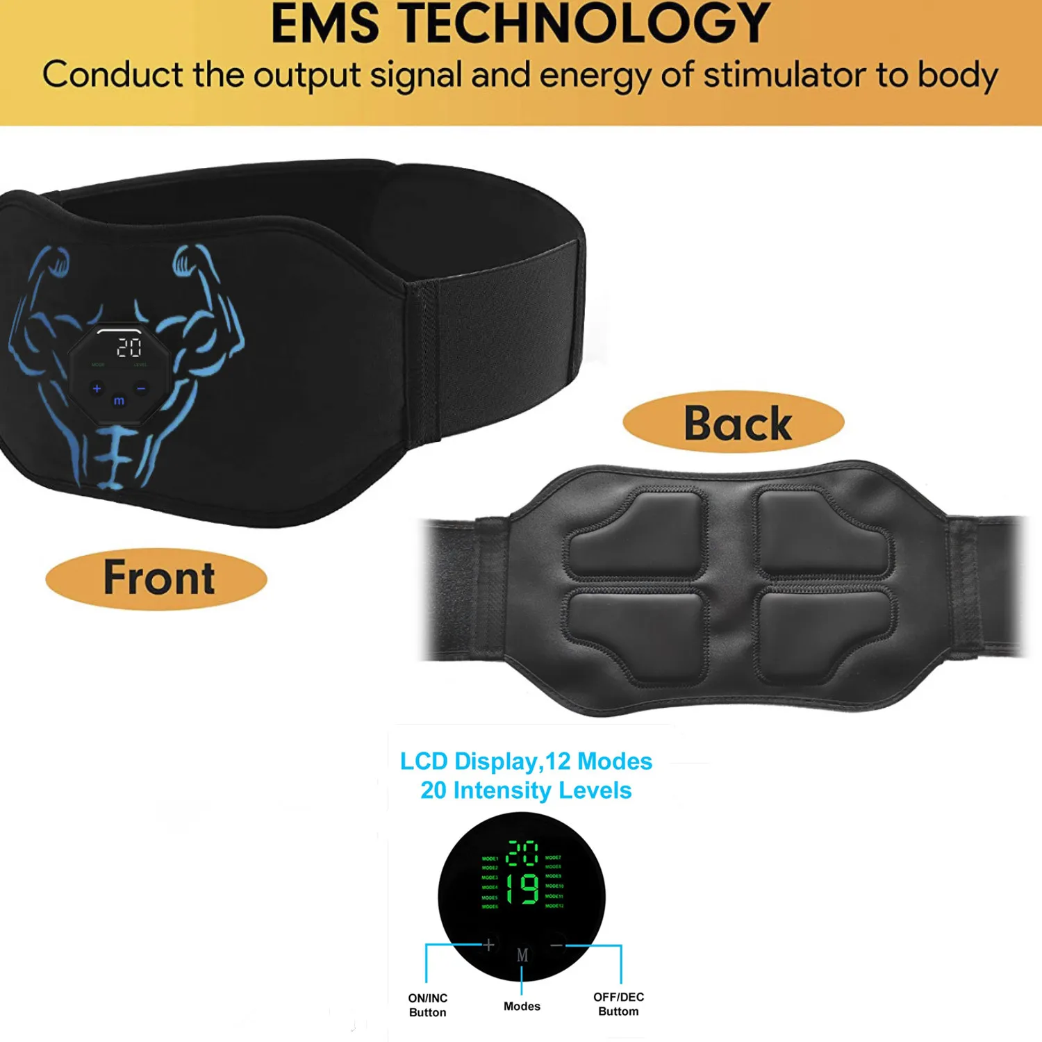Ems Fitness Machines Wireless Electro Fitness Muscle Stimulation Equipment , Muscle Toner Ab Training Device Sports Fitness
