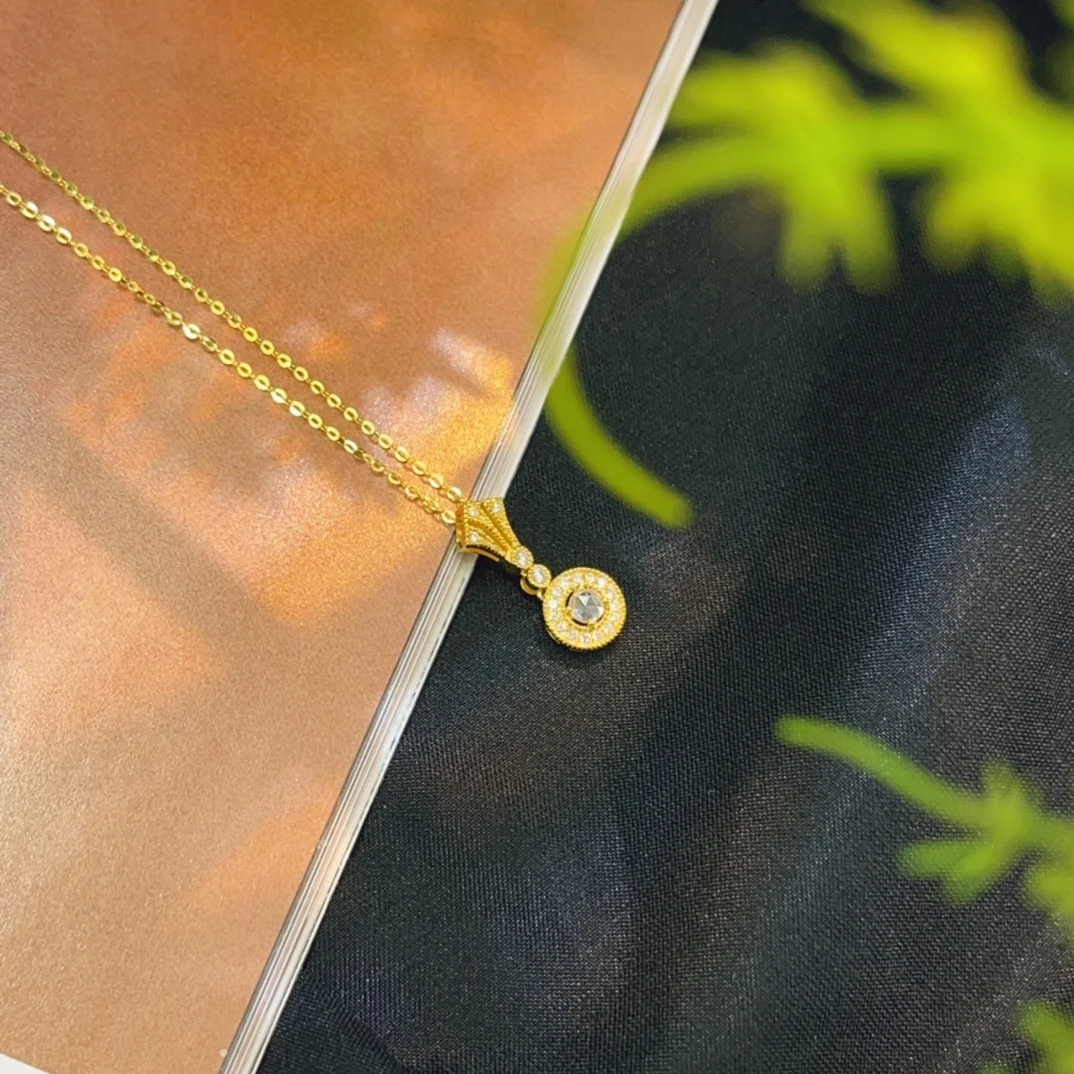 18K 14K True Gold Chain Necklace Fashionable Luxury Female Bride Accessories Laboratory Growing Diamond Necklace