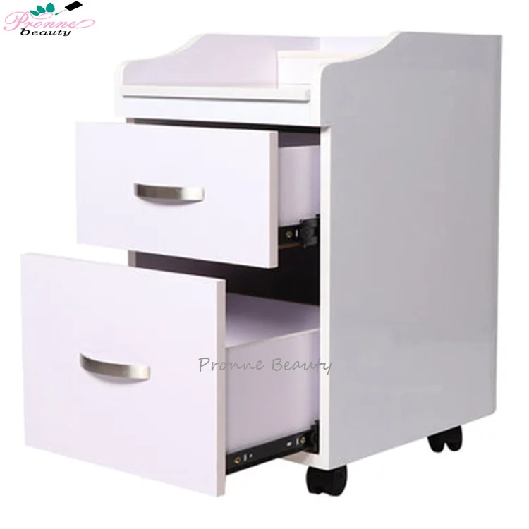 Hot sale manicure pedicure trolley wooden mobile tool cart white trolley for nail salon