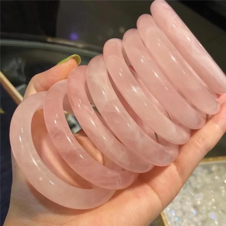 Genuine AAA High Quality Crystal Quartz Gem Natural  Aquamarine Bracelets Green Jade Madagascar Rose Quartz Bangle For WomaN