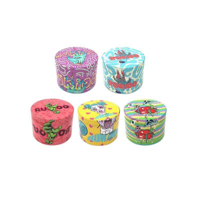 Wholesale custom Full color printing 63mm  Manual Herb Grinder Custom Tobacco Grinder Magnetic Herb Grinder Metal 50mm 55mm