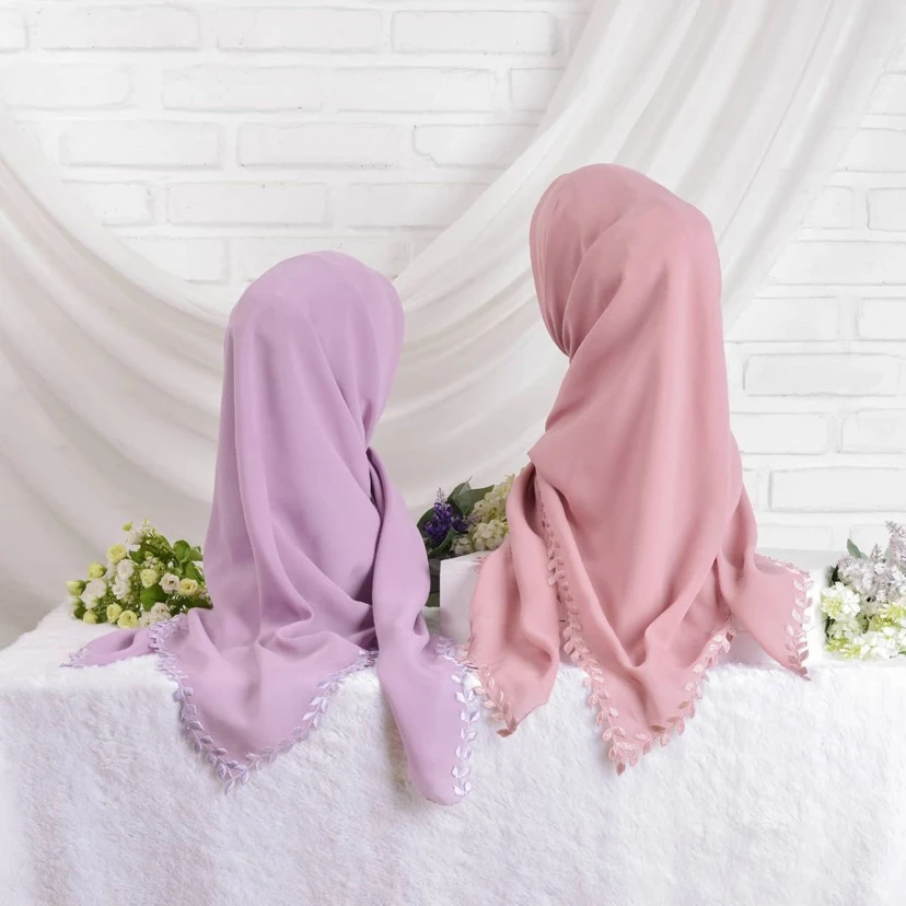 Muslim elegant scollop embroidery hijab premium korea chiffon sulam hijab shawls hijab scarves for women