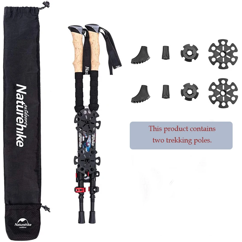 Naturehike outdoor Walking Hiking Climbing Stick Pair/2pcs Carbon Fiber Telescopic Trekking Poles