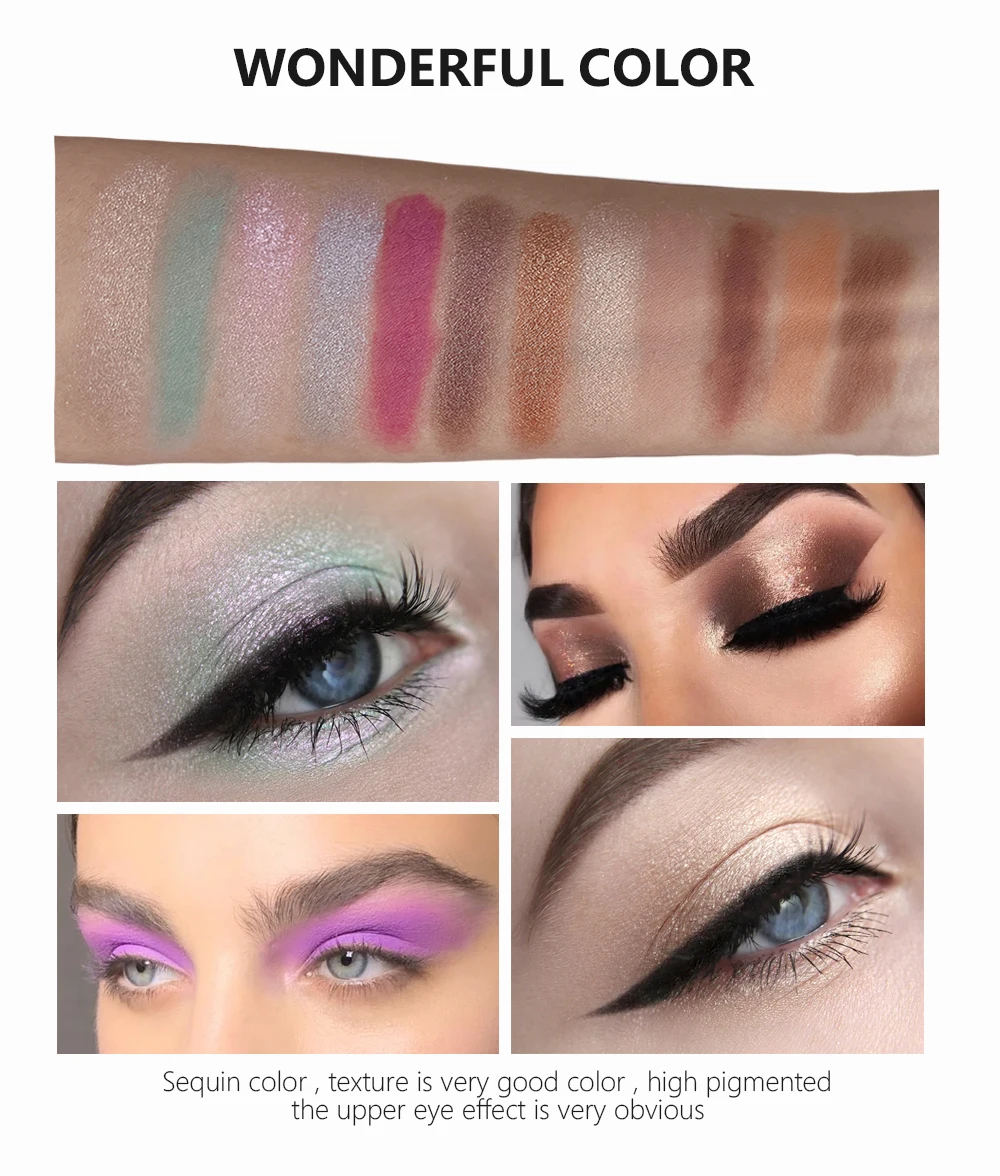 HANDAIYAN Wholesale 12 Colors Eyeshadow Palette Glitter Matte Classical High Pigment Vegan Makeup Cosmetic