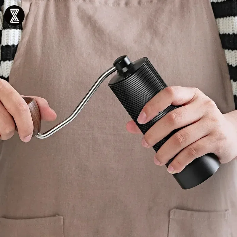Portable Steel Burr Manual Coffee Grinder Hand Coffee Bean Grinder Aluminum Alloy Adjustment Coffee Grinder