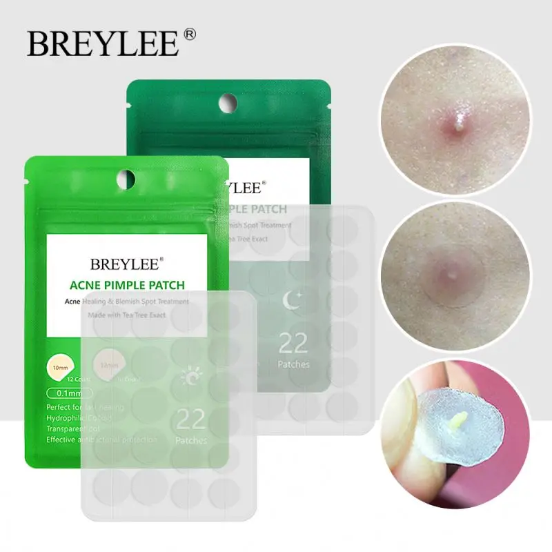 BREYLEE Private Label Tea Tree Pimple Blemish Spot Treatment Acne Patches Hydrocolloid Day And Night Used