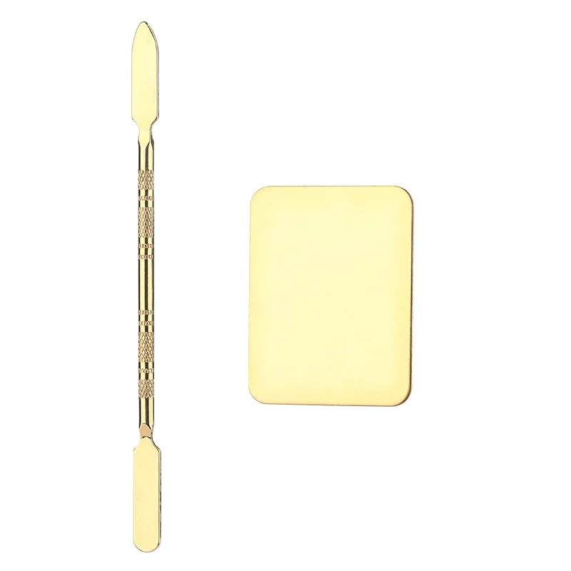 Stainless Steel Nail Art Mixing Palette Ring with Spatula Tool for Manicure Mimi Cosmetic Mixing Palette with Spatula for makeup