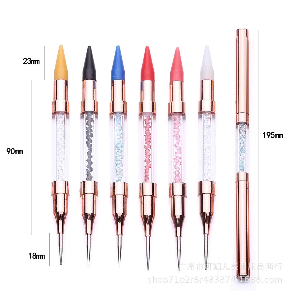 Yantuo New Double-head Nail Art Dotting Pen Wax/Silicone tip Manicure Art Tools Handle Metal Head Nail Point Drill