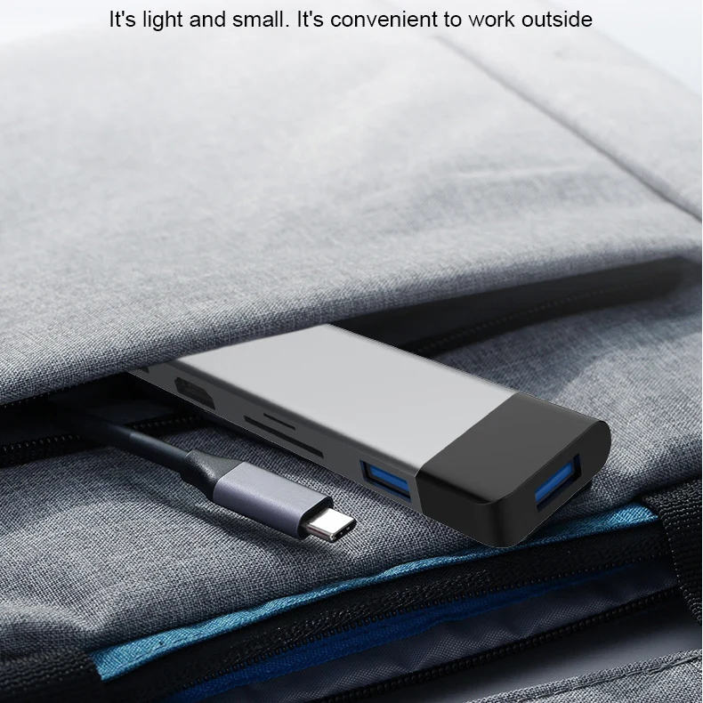 USB-концентратор 6 в 1 алюминиевый с кардридером для TF-и SD-карт USB 3