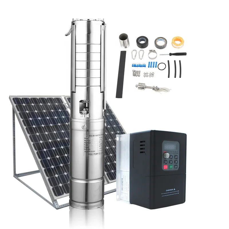 4 inch 7.5kw popular solar powered hybrid ac pump 5hp deep well water pumping kit for irrigation and agriculture