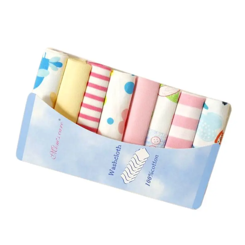 Newborn 8pcs 100% cotton saliva towel cute bibs child hand towel