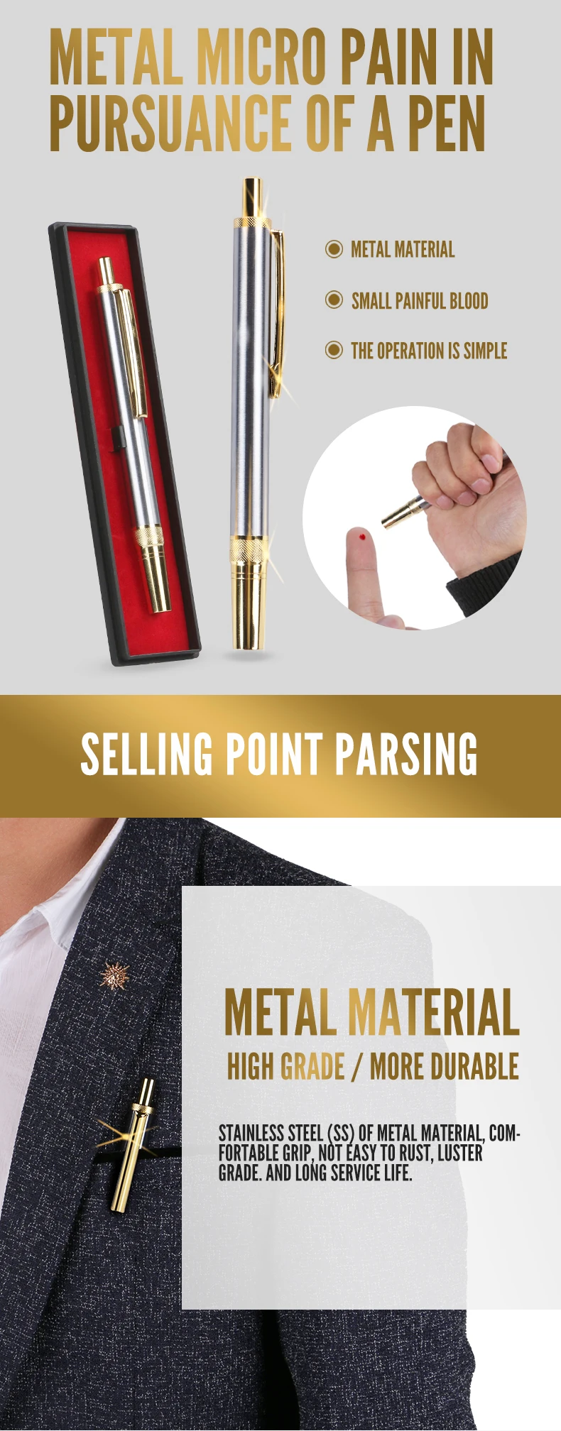 
Medical Blood Collect Pen Lancet Cupping Blood Collection Needle 