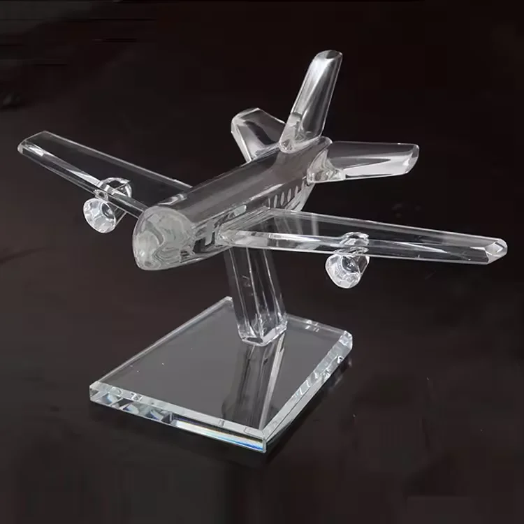 Delicate Crystal Airplane Model Miniature Glass Plane Aircraft Crafts Office & Home Decoration Christmas Gift