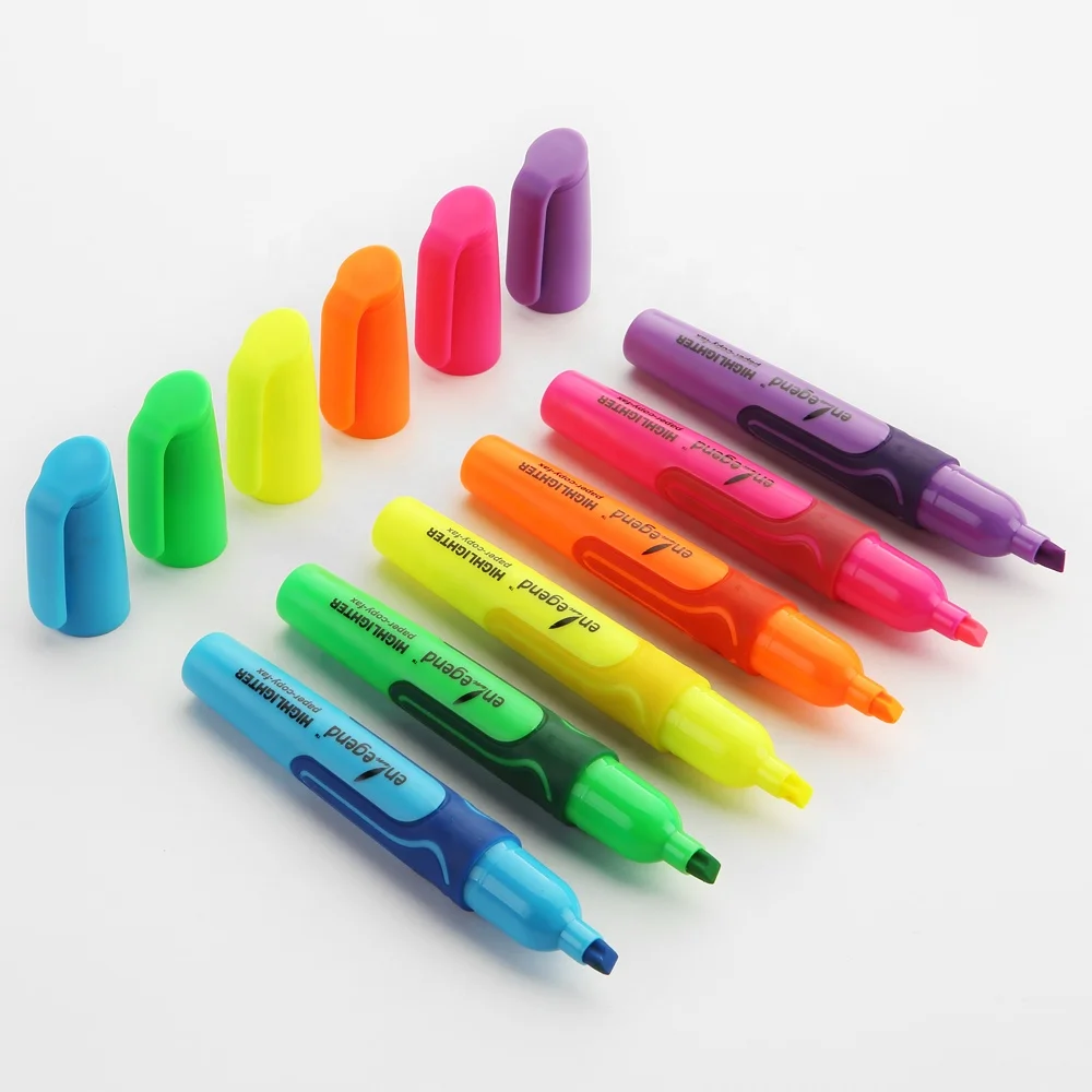 Wholesale Promotional Classic Style Muti-colored Customised Text Marker Stationery Highlighter
