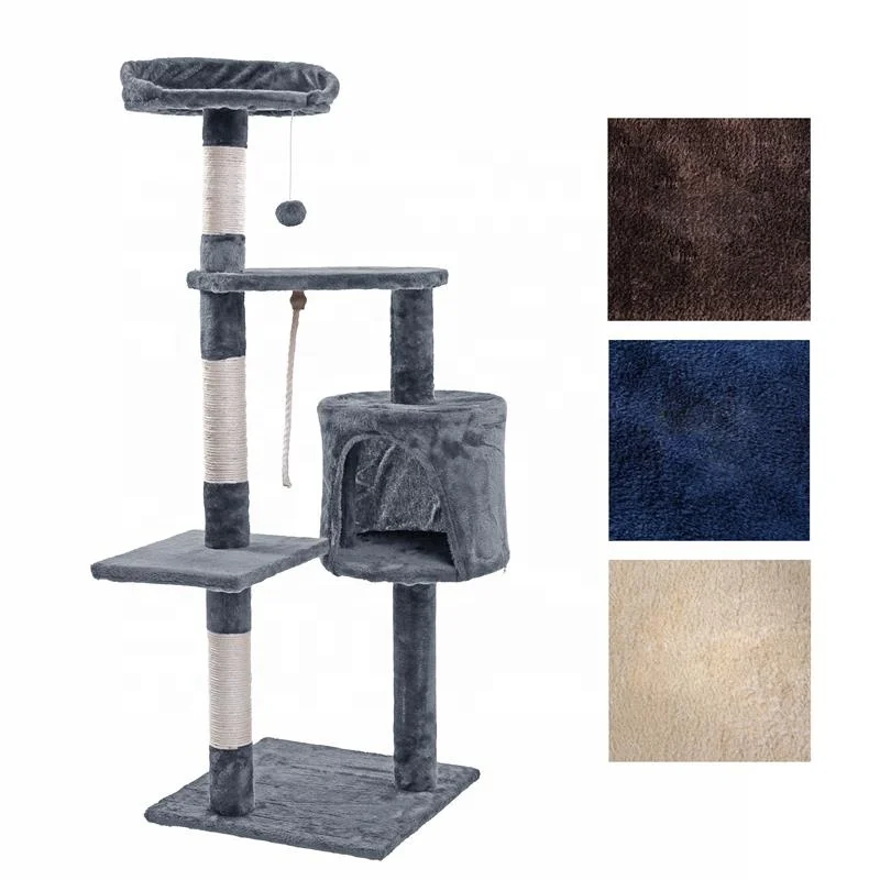 Hot selling  Luxury Indoor cat activity center cat tree house cat toys with soft plush faux fur