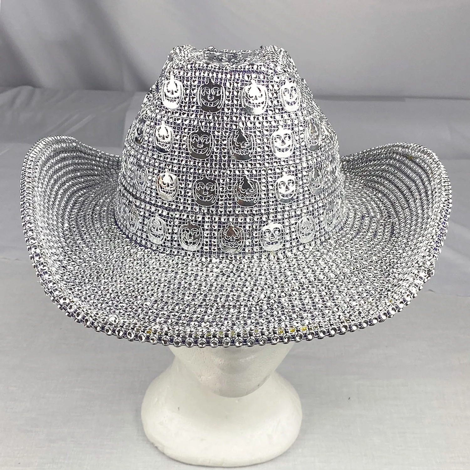 Cowboy Hat Glitter Sparkly Cow Boy Hat Women Men Pumpkin Rhinestone Cowgirl Hat for Halloween Costume