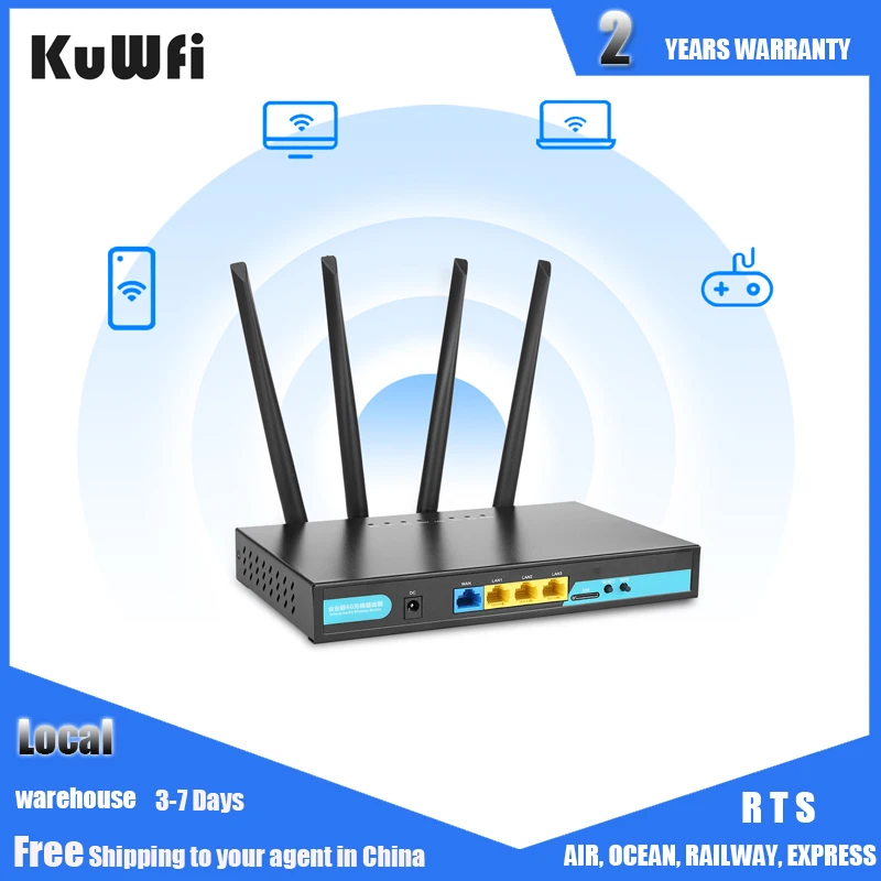 High Speed industrial KuWFi Router Wifi 300 Mbps CAT4 2.4G CPE 4G LTE Modem Wifi Router Wifi 4G Router with Sim Card