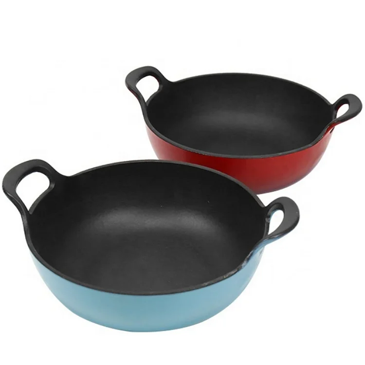 Kitchen cooking utensils cast iron chinese wok cast iron enamel saladmaster set wok 26cm