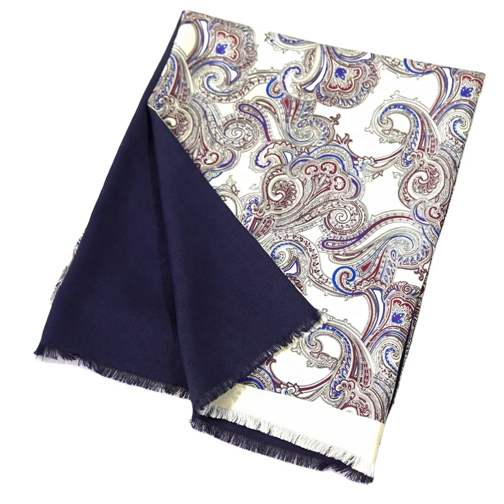 Amz Brand Dynastyle Custom Screen Printing Man Fashion Paisley 100% Pure Silk Scarves Handmade