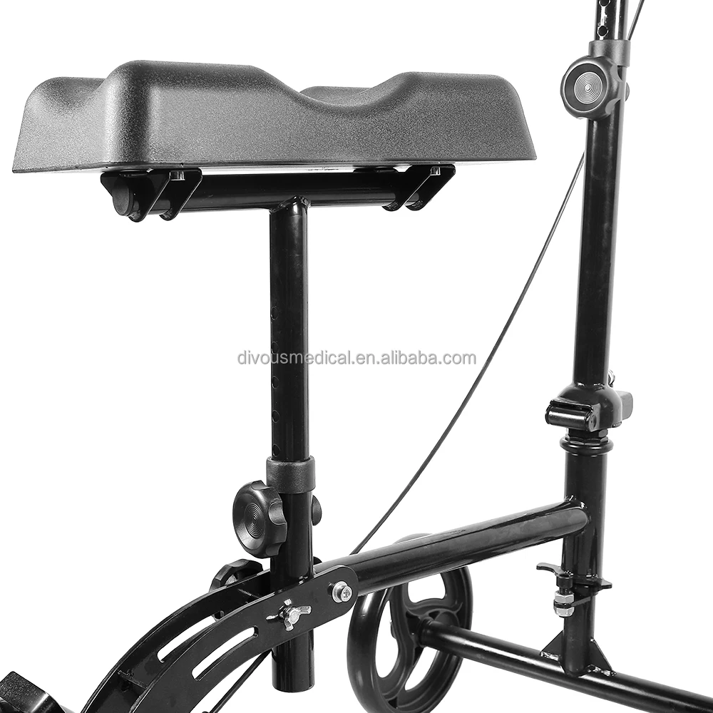 Factory Outlet Adjustable Handle Height Folding 4-Wheel Mobility Scooter Knee Walker Rollator Fracture Walking Aid