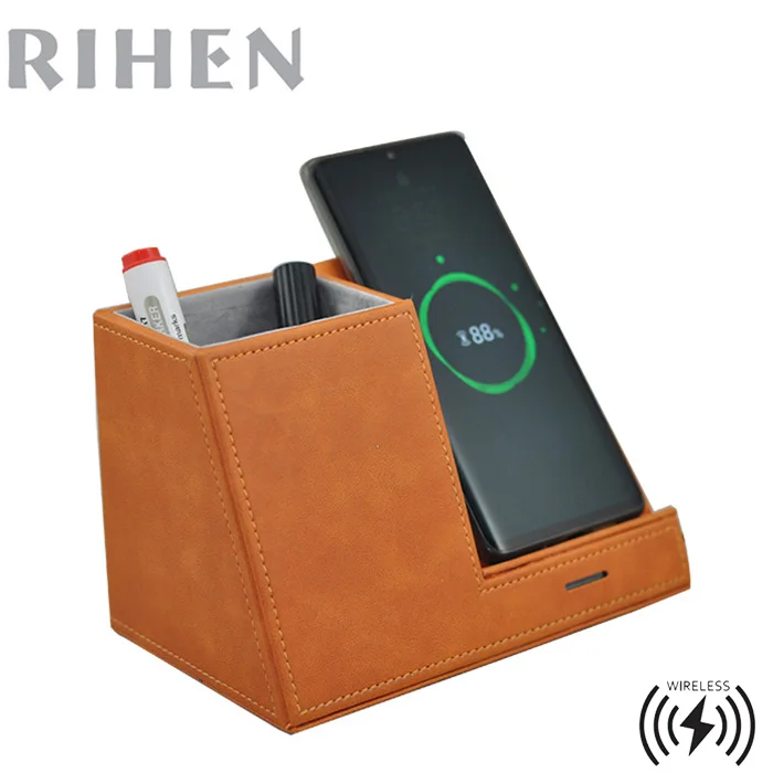 
Luxury wireless charger smart phone holder with pen holder 
