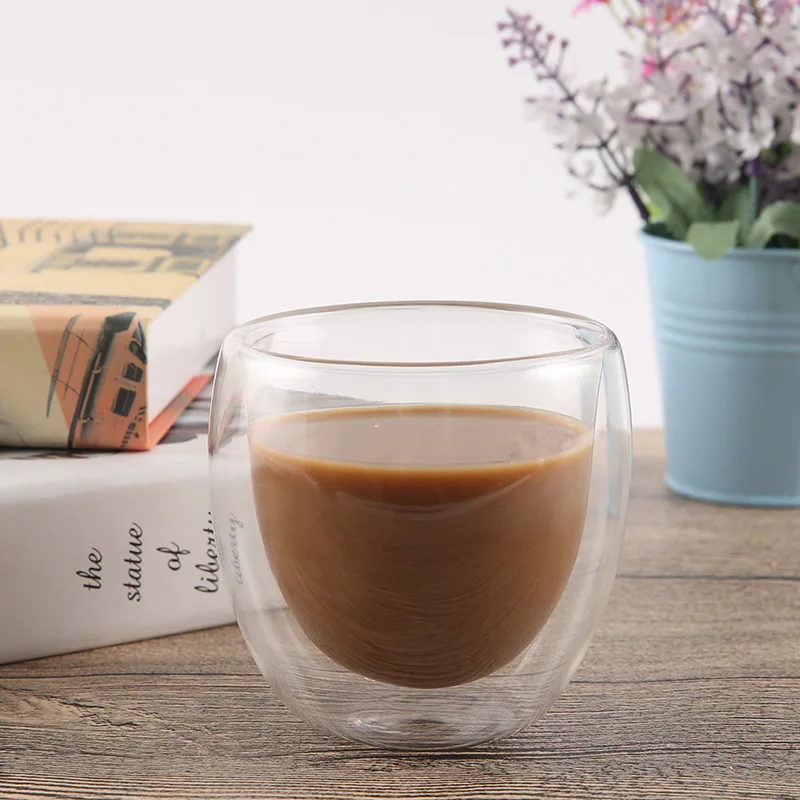 Multi-specification Insulated Double-layer Borosilicate Glass Tea Mugs White Custom Coffee Cups