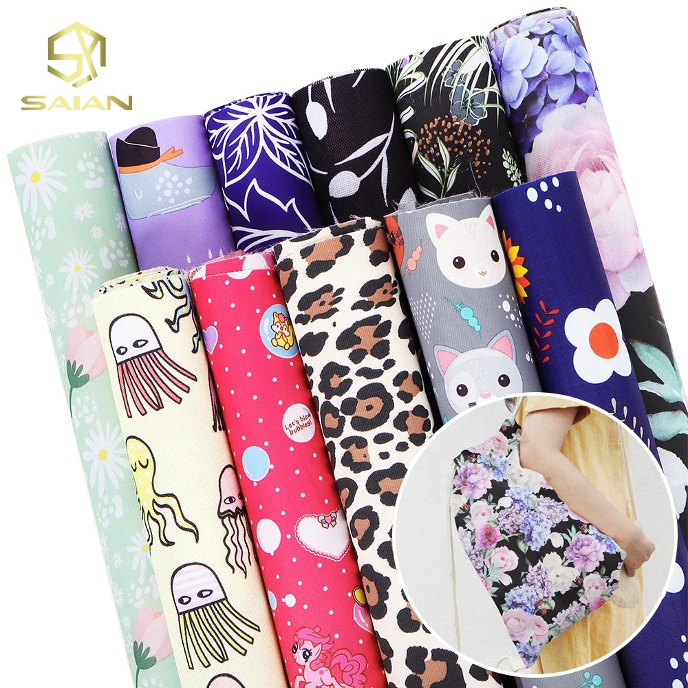 Custom By The Yard Flower Printing Leopard Printed Pattern 100% Polyester Fabric Waterproof Fabric for Sewing Bags