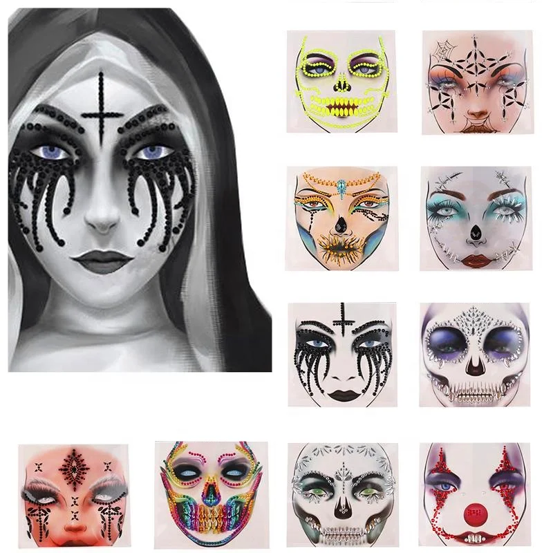 Costume Halloween Cosplay Wholesale Pearl Lift Music Festival Body Adhesive Rhinestone Crystal Stickers Face Jewels