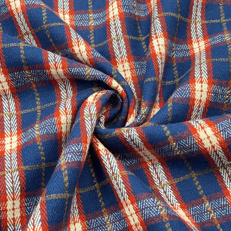 Fashion vest scarf man women small check plaid herringbone flannel 95% cotton blended 5% chenille shirt fabric