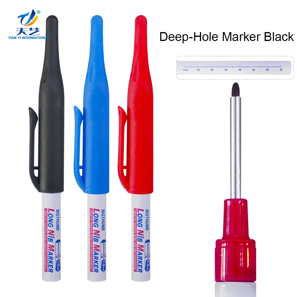Black Deep Reach Markers,Tip Replacements, 30 mm Reach & 2 mm Felt Tip