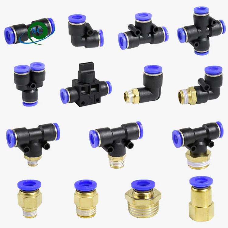 Pneumatic fittings PY/PU/PV/PE/HVFF/SA water pipes and pipe connectors direct thrust 4 to 12mm/ PU plastic hose quick couplings